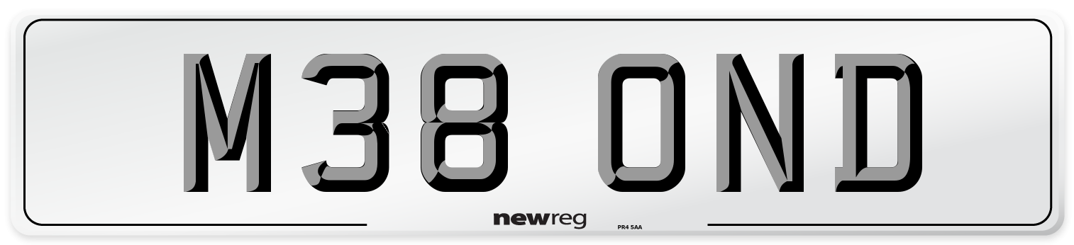 M38 OND Number Plate from New Reg